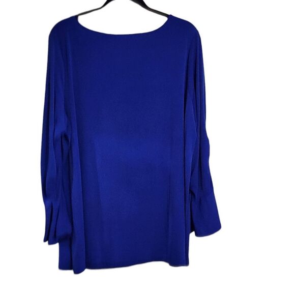 Susan Graver Every day top blue ruched bell sleeve blouse 2X - Picture 2 of 5